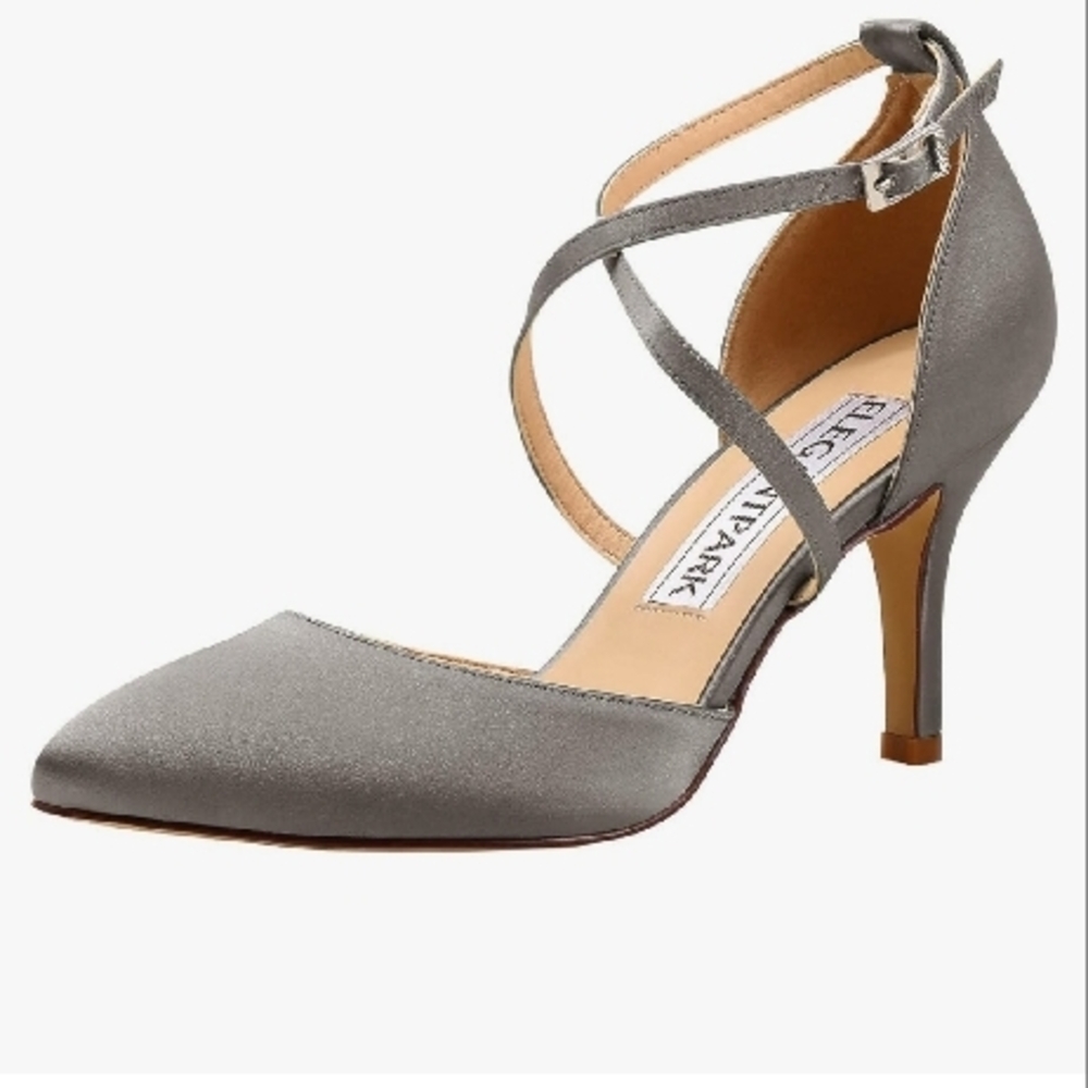 Gray Pointed-Toe Pumps With Diagonal Strap - image 1